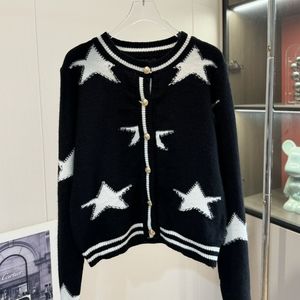 Balmain Color Block Knit Cardigan with Five-Star Embroidery and Gold Buttons
